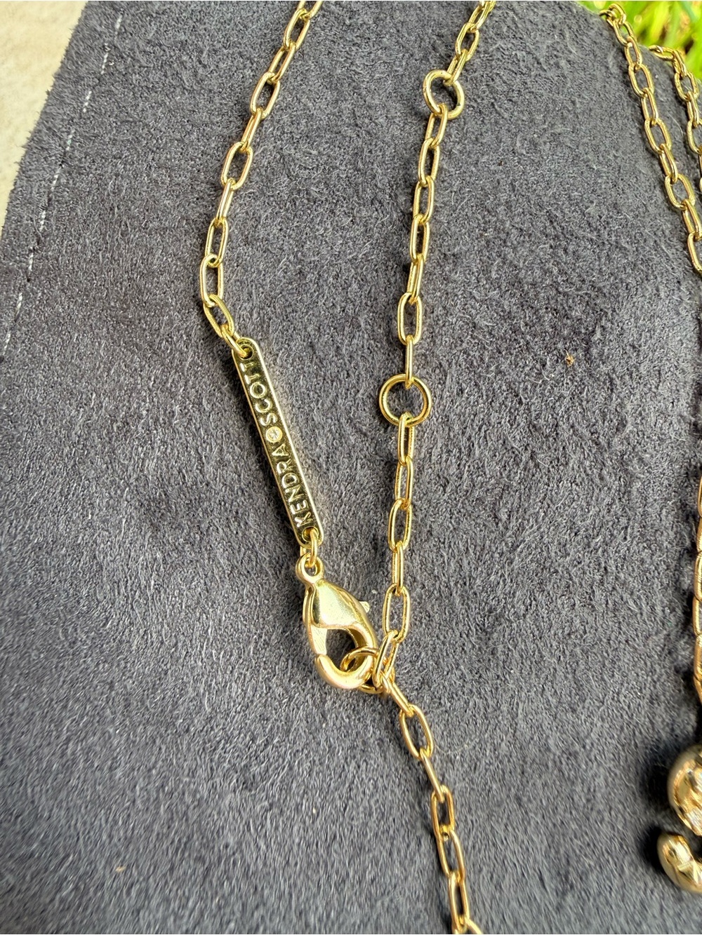 Kendra Scott Gold 'S' Initial Pendant Necklace with Crystal Accent - Picture 3 of 6